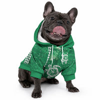 Green Hibiscus Turtle Pet Hoodie Hawaiian Style Tribal Tapa Pattern LT9 - Polynesian Pride