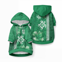 Green Hibiscus Turtle Pet Hoodie Hawaiian Style Tribal Tapa Pattern LT9 Pullover Green - Polynesian Pride