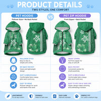 Green Hibiscus Turtle Pet Hoodie Hawaiian Style Tribal Tapa Pattern LT9 - Polynesian Pride