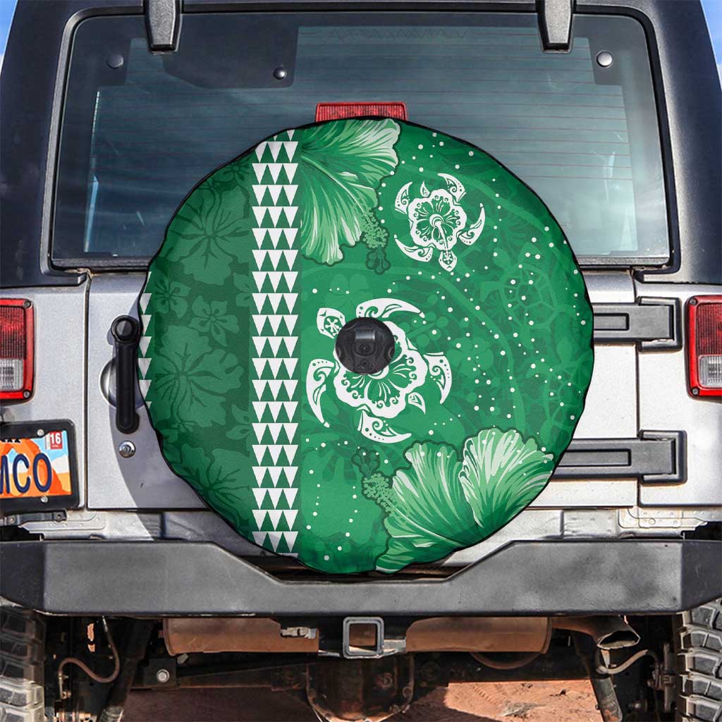 Green Hibiscus Turle Spare Tire Cover Hawaiian Style Tribal Tapa Pattern LT9 Green - Polynesian Pride