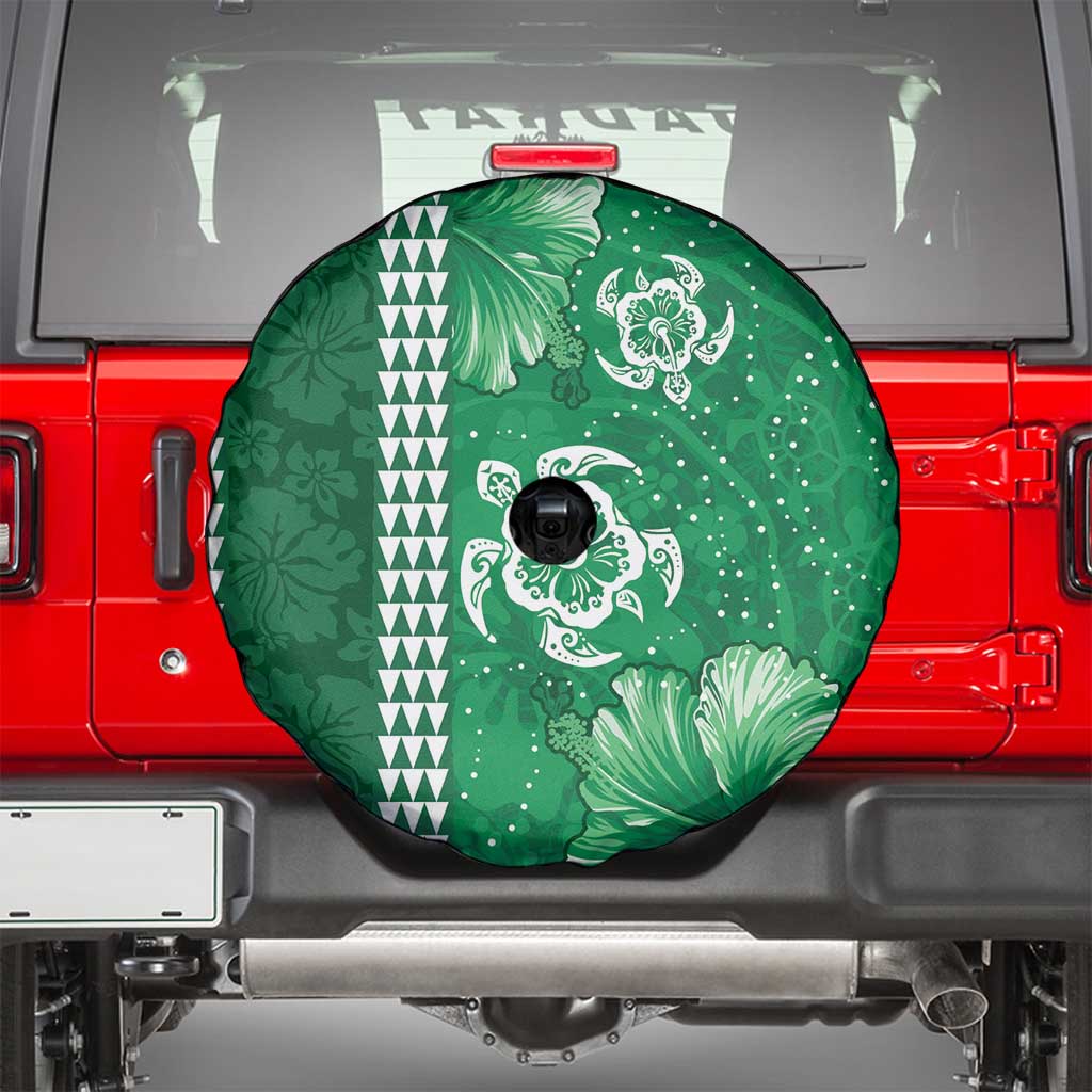 Green Hibiscus Turle Spare Tire Cover Hawaiian Style Tribal Tapa Pattern LT9 - Polynesian Pride