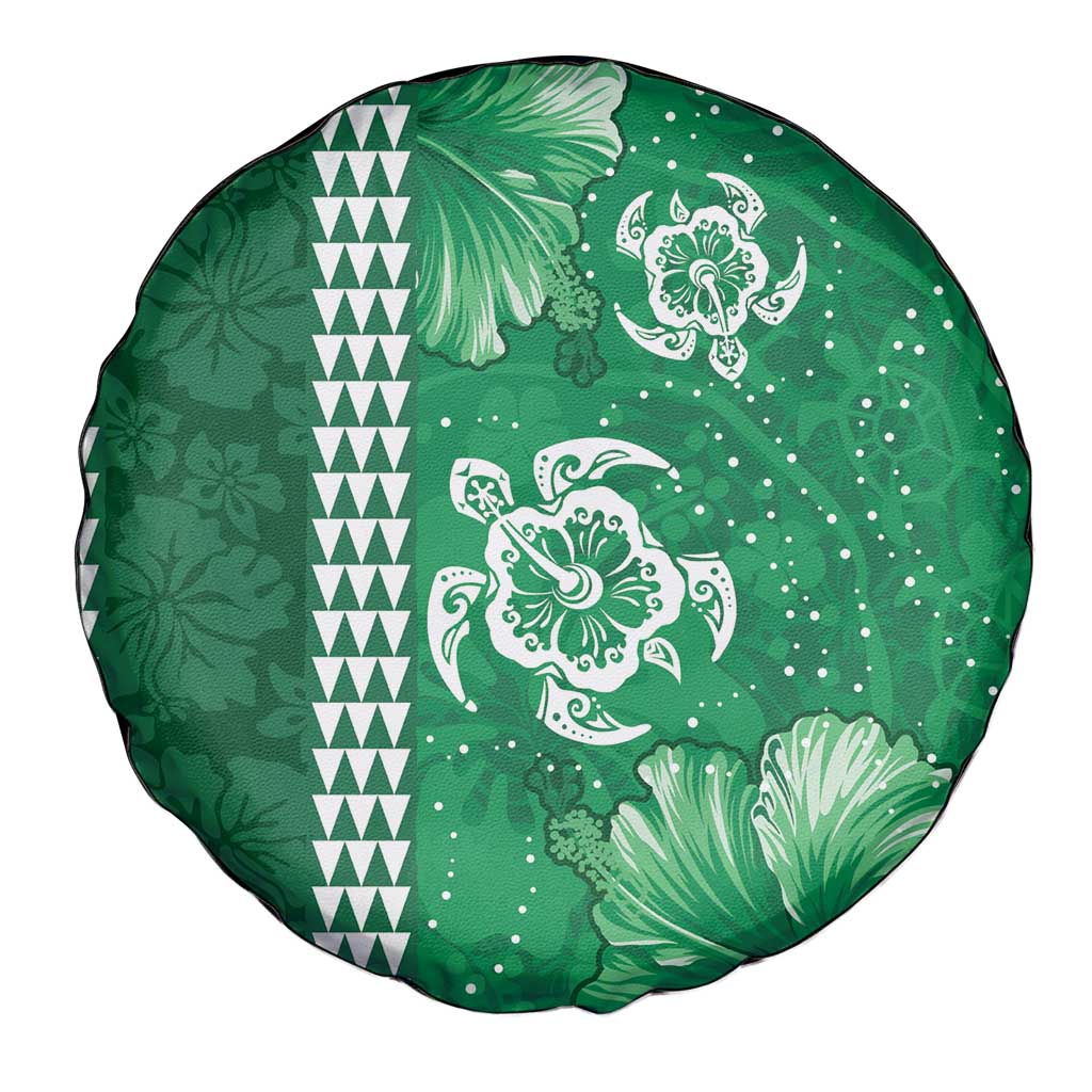 Green Hibiscus Turle Spare Tire Cover Hawaiian Style Tribal Tapa Pattern LT9 - Polynesian Pride