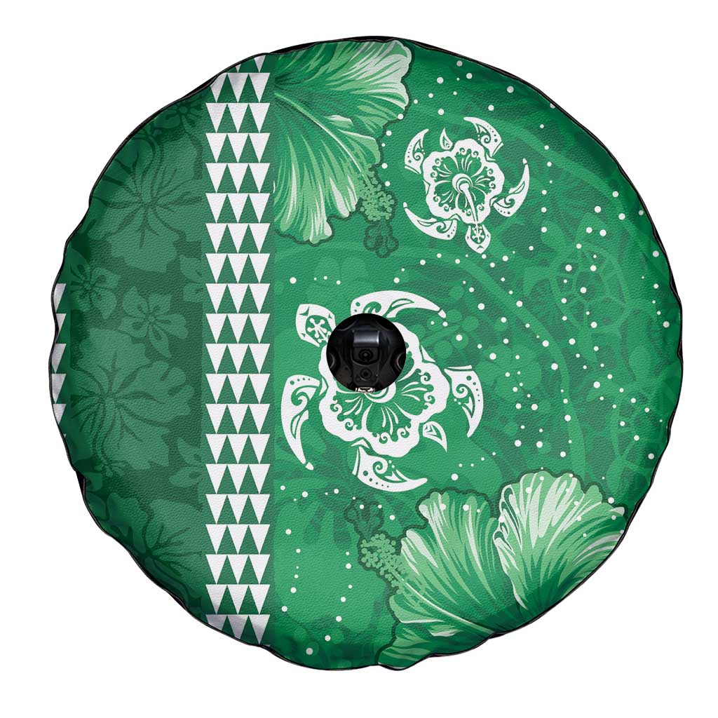 Green Hibiscus Turle Spare Tire Cover Hawaiian Style Tribal Tapa Pattern LT9 - Polynesian Pride