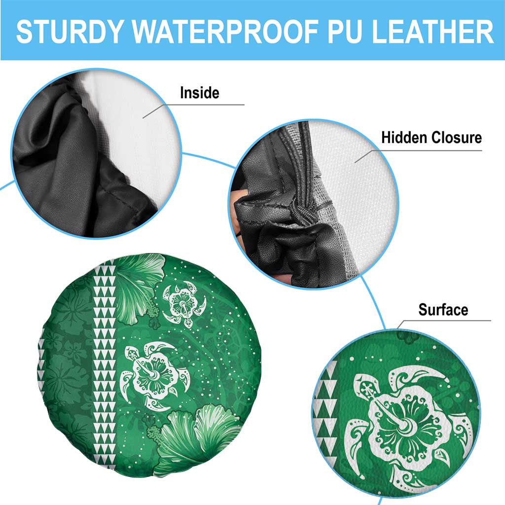 Green Hibiscus Turle Spare Tire Cover Hawaiian Style Tribal Tapa Pattern LT9 - Polynesian Pride