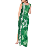 Green Hibiscus Turle Tank Maxi Dress Hawaiian Style Tribal Tapa Pattern LT9 - Polynesian Pride
