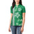 Green Hibiscus Turle Women Polo Shirt Hawaiian Style Tribal Tapa Pattern