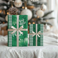 Green Hibiscus Turle Wrapping Paper Hawaiian Style Tribal Tapa Pattern - Polynesian Pride