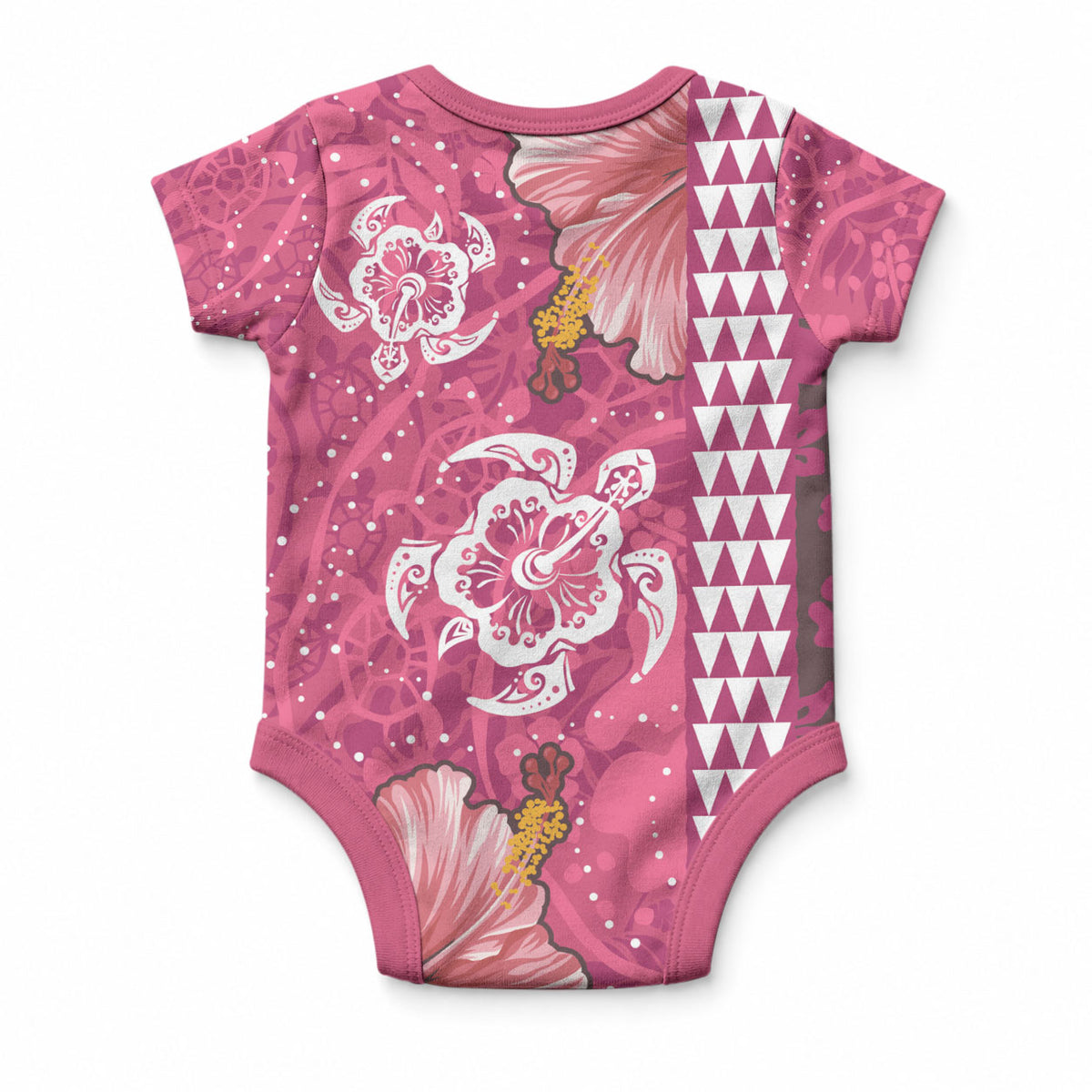 Pink Hibiscus Turtle Baby Onesie Hawaiian Style Tribal Tapa Pattern LT9 - Polynesian Pride