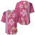 Pink Hibiscus Turle Baseball Jersey Hawaiian Style Tribal Tapa Pattern