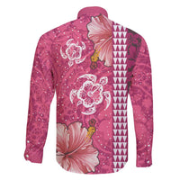 Pink Hibiscus Turle Family Matching Puletasi and Hawaiian Shirt Hawaiian Style Tribal Tapa Pattern