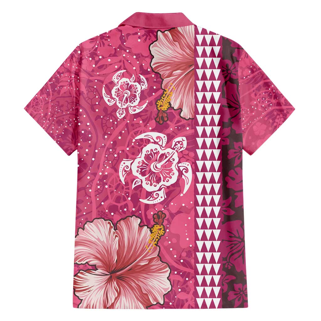 Pink Hibiscus Turle Family Matching Summer Maxi Dress and Hawaiian Shirt Hawaiian Style Tribal Tapa Pattern LT9 - Polynesian Pride