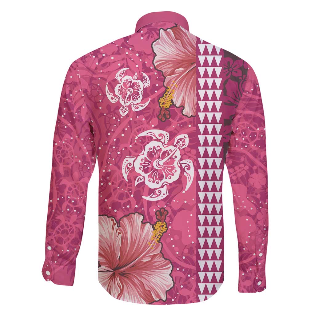 Pink Hibiscus Turle Family Matching Summer Maxi Dress and Hawaiian Shirt Hawaiian Style Tribal Tapa Pattern LT9 - Polynesian Pride