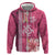 Pink Hibiscus Turle Hoodie Hawaiian Style Tribal Tapa Pattern