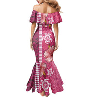 Pink Hibiscus Turle Mermaid Dress Hawaiian Style Tribal Tapa Pattern LT9 - Polynesian Pride