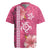 Pink Hibiscus Turle Rugby Jersey Hawaiian Style Tribal Tapa Pattern
