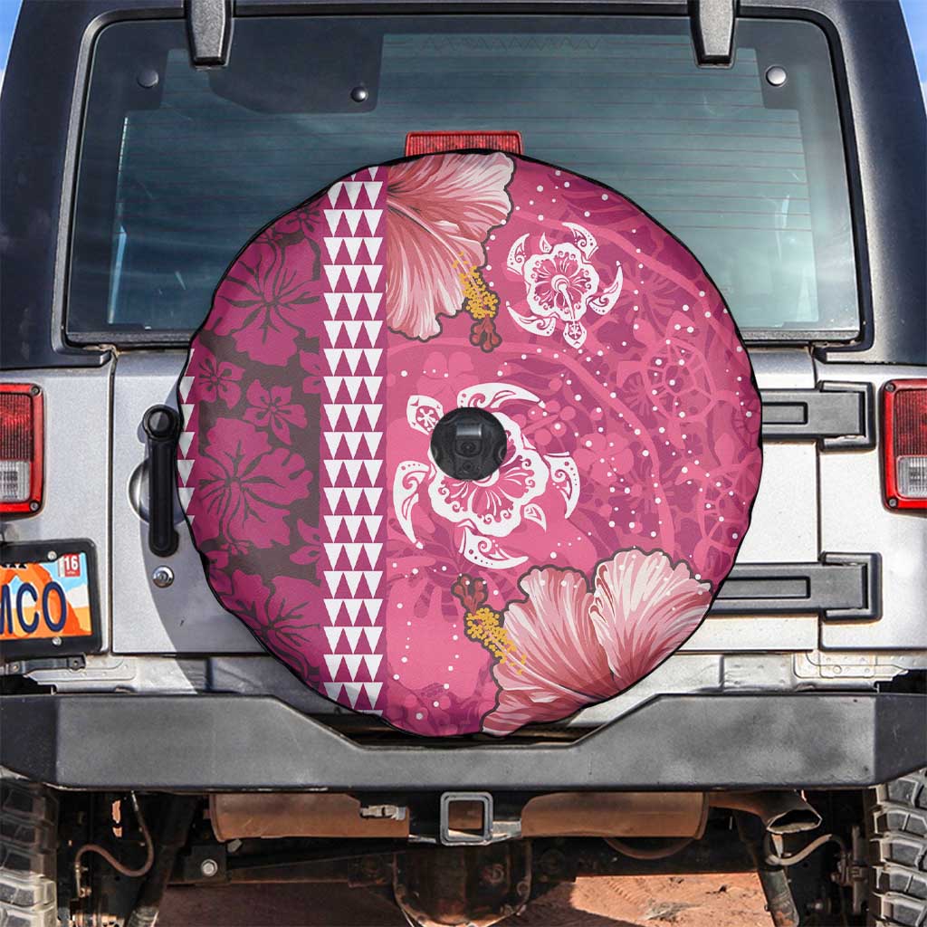 Pink Hibiscus Turle Spare Tire Cover Hawaiian Style Tribal Tapa Pattern