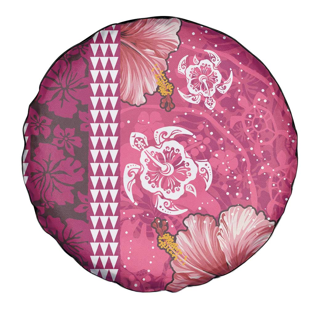 Pink Hibiscus Turle Spare Tire Cover Hawaiian Style Tribal Tapa Pattern