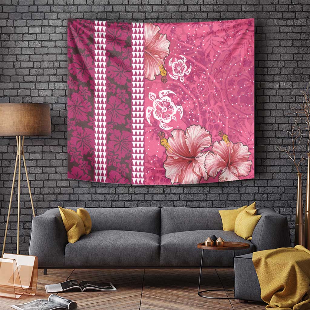 Pink Hibiscus Turle Tapestry Hawaiian Style Tribal Tapa Pattern LT9 Pink - Polynesian Pride