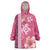 Pink Hibiscus Turle Wearable Blanket Hoodie Hawaiian Style Tribal Tapa Pattern