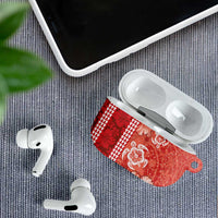Red Hibiscus Turle AirPods Case Hawaiian Style Tribal Tapa Pattern - Polynesian Pride