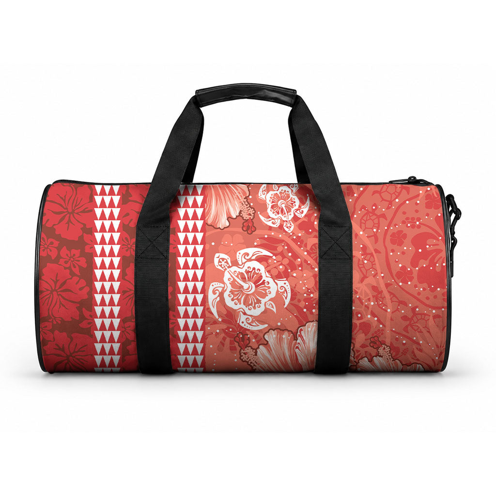 Red Hibiscus Turtle Duffle Bag Hawaiian Style Tribal Tapa Pattern LT9 One size Red - Polynesian Pride