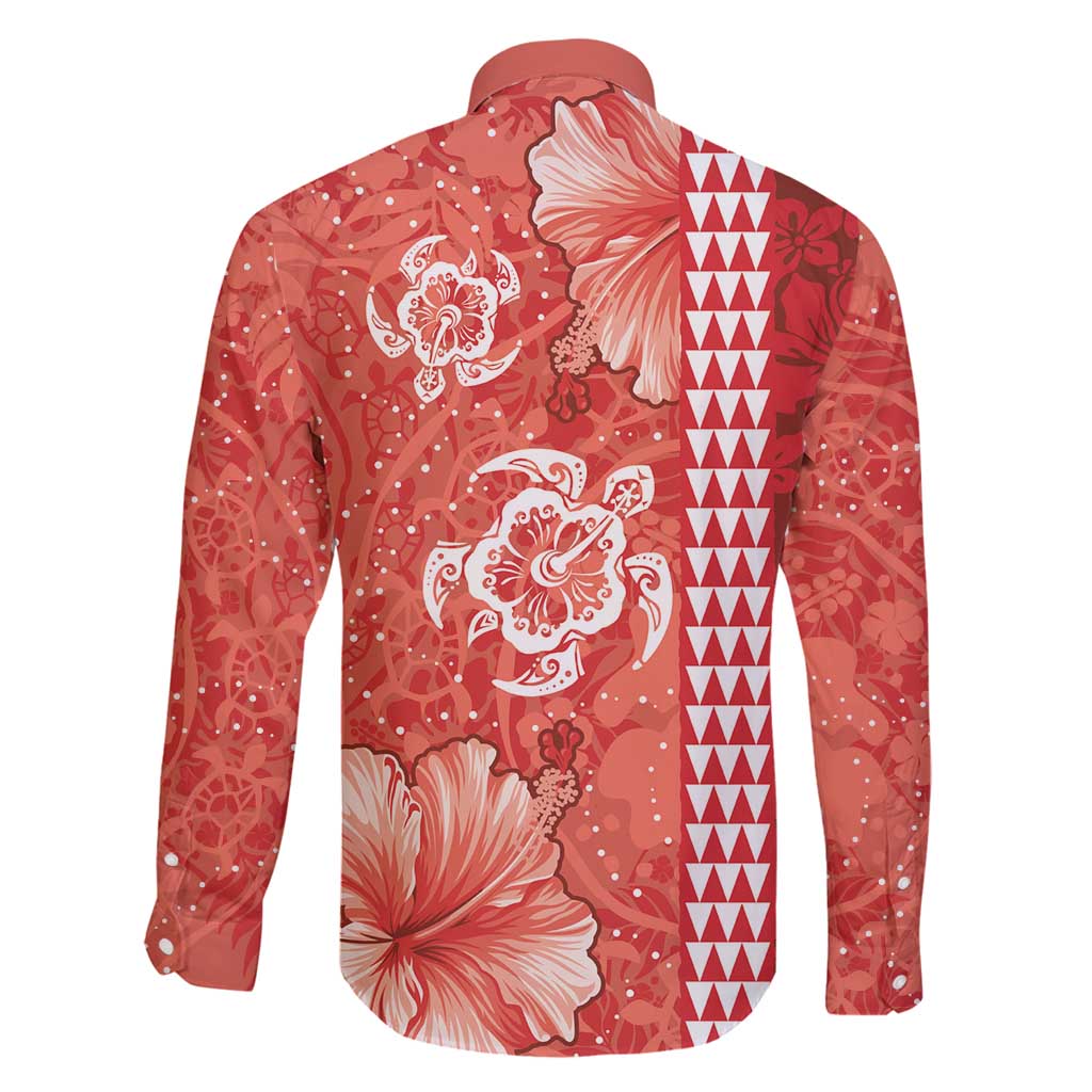 Red Hibiscus Turle Family Matching Mermaid Dress and Hawaiian Shirt Hawaiian Style Tribal Tapa Pattern LT9 - Polynesian Pride