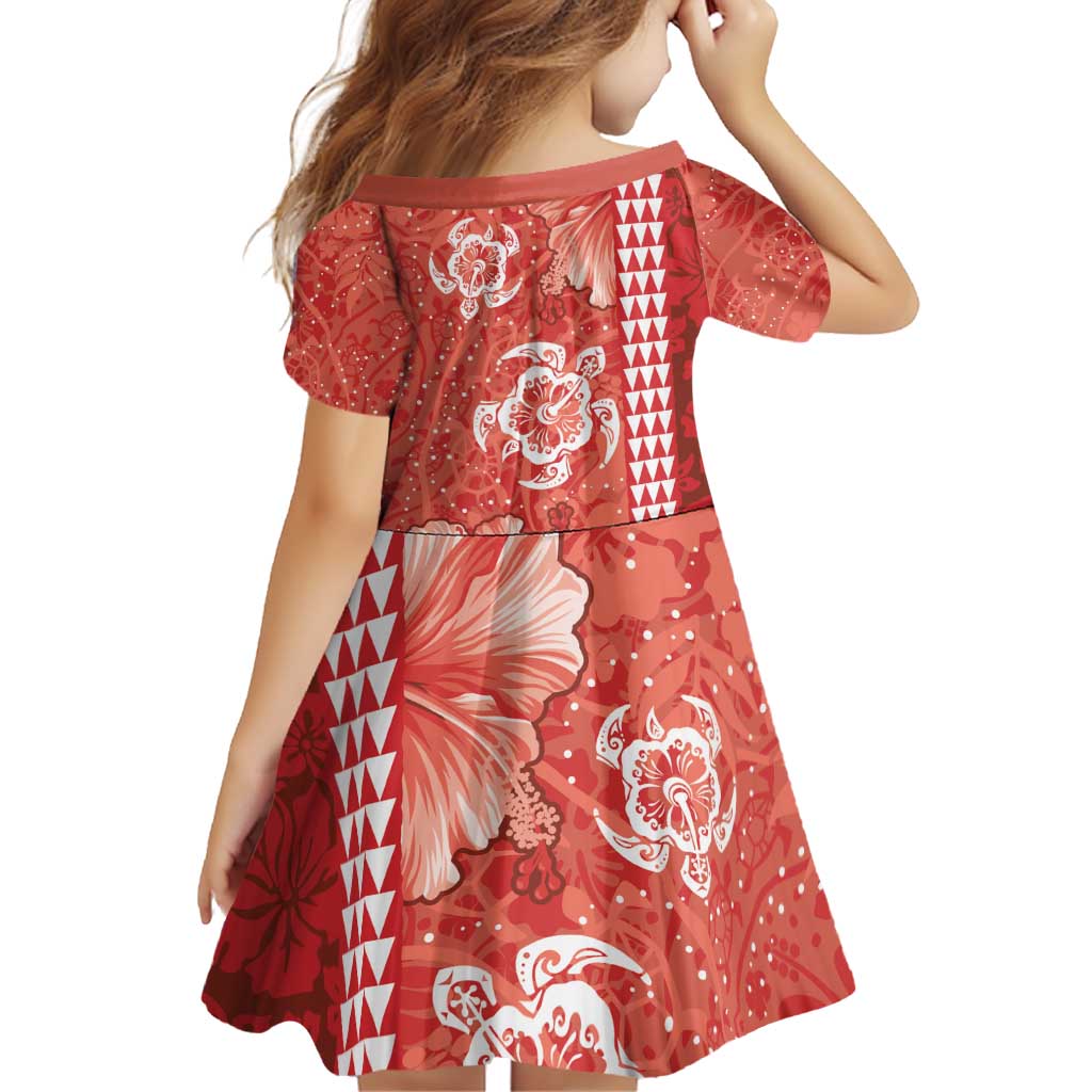 Red Hibiscus Turle Family Matching Puletasi and Hawaiian Shirt Hawaiian Style Tribal Tapa Pattern