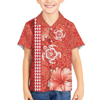Red Hibiscus Turle Hawaiian Shirt Hawaiian Style Tribal Tapa Pattern