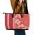 Red Hibiscus Turle Leather Tote Bag Hawaiian Style Tribal Tapa Pattern