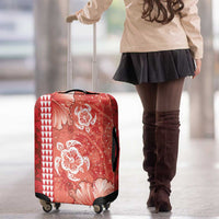 Red Hibiscus Turle Luggage Cover Hawaiian Style Tribal Tapa Pattern