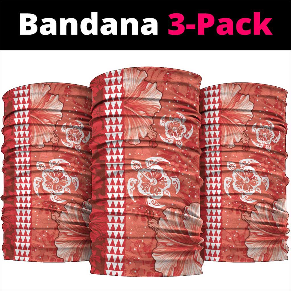 Red Hibiscus Turle Neck Gaiter Hawaiian Style Tribal Tapa Pattern - Polynesian Pride