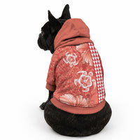 Red Hibiscus Turtle Pet Hoodie Hawaiian Style Tribal Tapa Pattern LT9 - Polynesian Pride