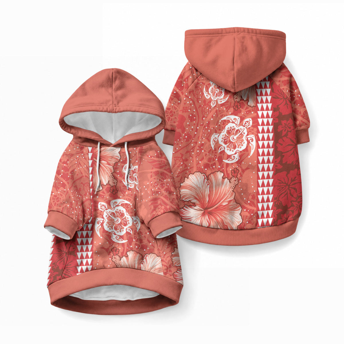 Red Hibiscus Turtle Pet Hoodie Hawaiian Style Tribal Tapa Pattern LT9 Pullover Red - Polynesian Pride