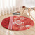 Red Hibiscus Turle Round Carpet Hawaiian Style Tribal Tapa Pattern