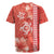 Red Hibiscus Turle Rugby Jersey Hawaiian Style Tribal Tapa Pattern