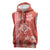 Red Hibiscus Turle Sleeveless Zip Hoodie Hawaiian Style Tribal Tapa Pattern - Polynesian Pride