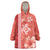 Red Hibiscus Turle Wearable Blanket Hoodie Hawaiian Style Tribal Tapa Pattern