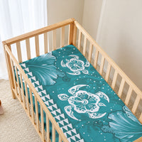 Teal Hibiscus Turtle Baby Bed Cover Hawaiian Style Tribal Tapa Pattern LT9 - Polynesian Pride