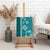 Teal Hibiscus Turle Canvas Wall Art Hawaiian Style Tribal Tapa Pattern