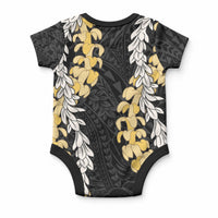 Puakenikeni and Maile Lei Baby Onesie Black Double Strand Lei LT9 - Polynesian Pride
