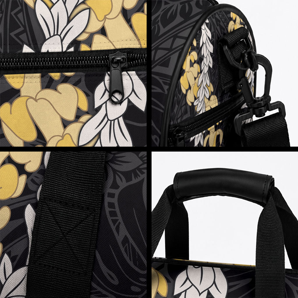 Puakenikeni and Maile Lei Duffle Bag Black Double Strand Lei LT9 - Polynesian Pride