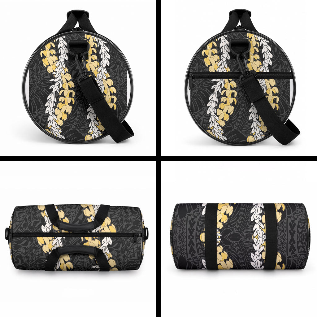 Puakenikeni and Maile Lei Duffle Bag Black Double Strand Lei LT9 - Polynesian Pride