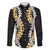 Puakenikeni and Maile Lei Family Matching Mermaid Dress and Hawaiian Shirt Black Double Strand Lei
