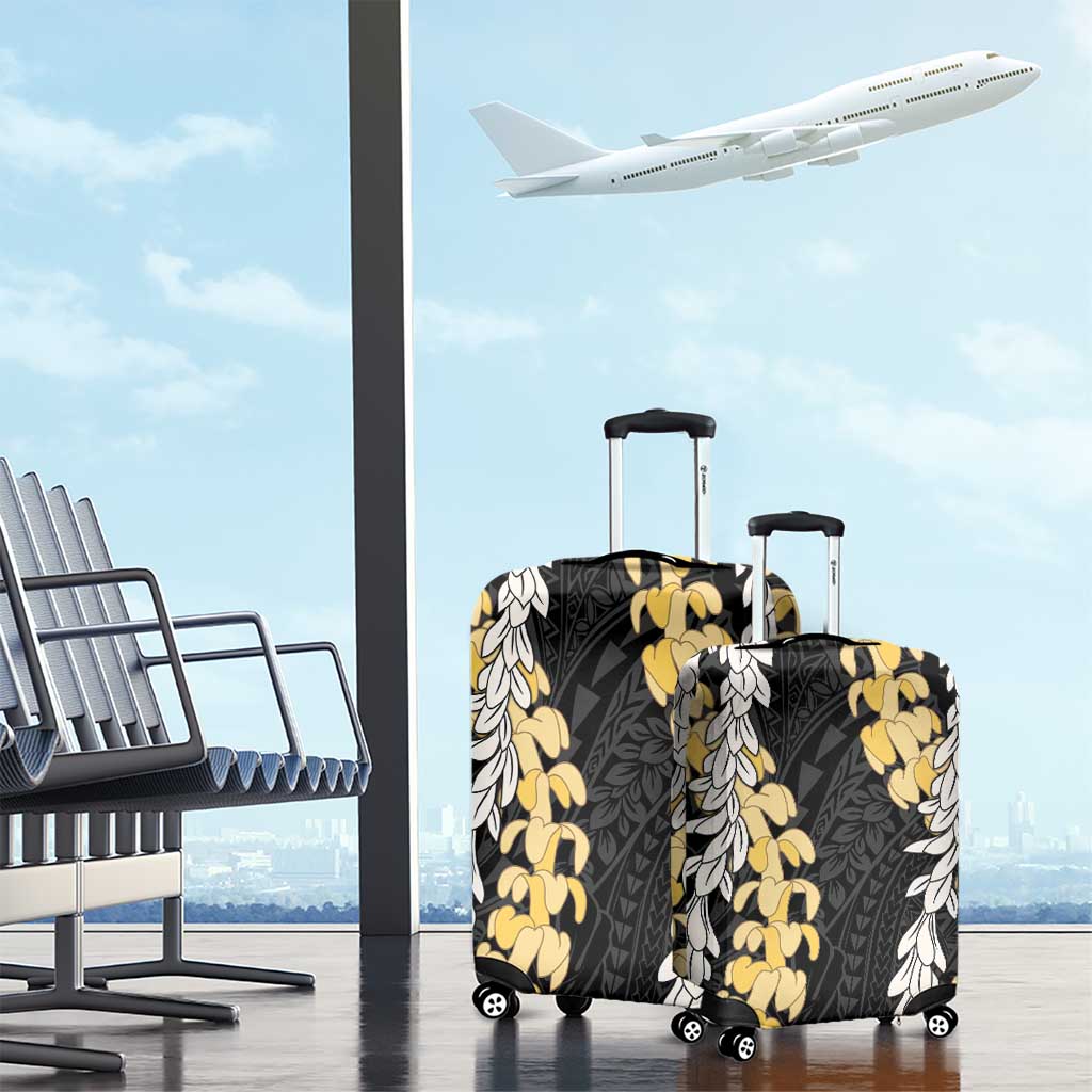 Puakenikeni and Maile Lei Luggage Cover Black Double Strand Lei