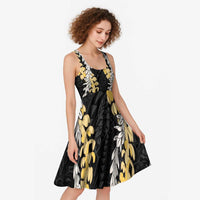 Puakenikeni and Maile Lei Midi Dress Black Double Strand Lei LT9 - Polynesian Pride