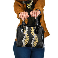 Puakenikeni and Maile Lei Shoulder Handbag Black Double Strand Lei