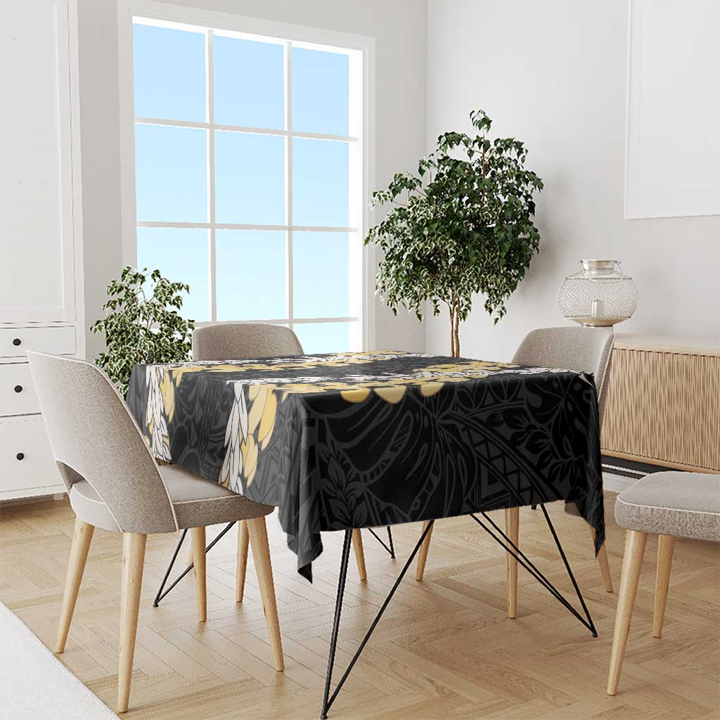 Puakenikeni and Maile Lei Tablecloth Black Double Strand Lei
