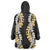 Puakenikeni and Maile Lei Wearable Blanket Hoodie Black Double Strand Lei