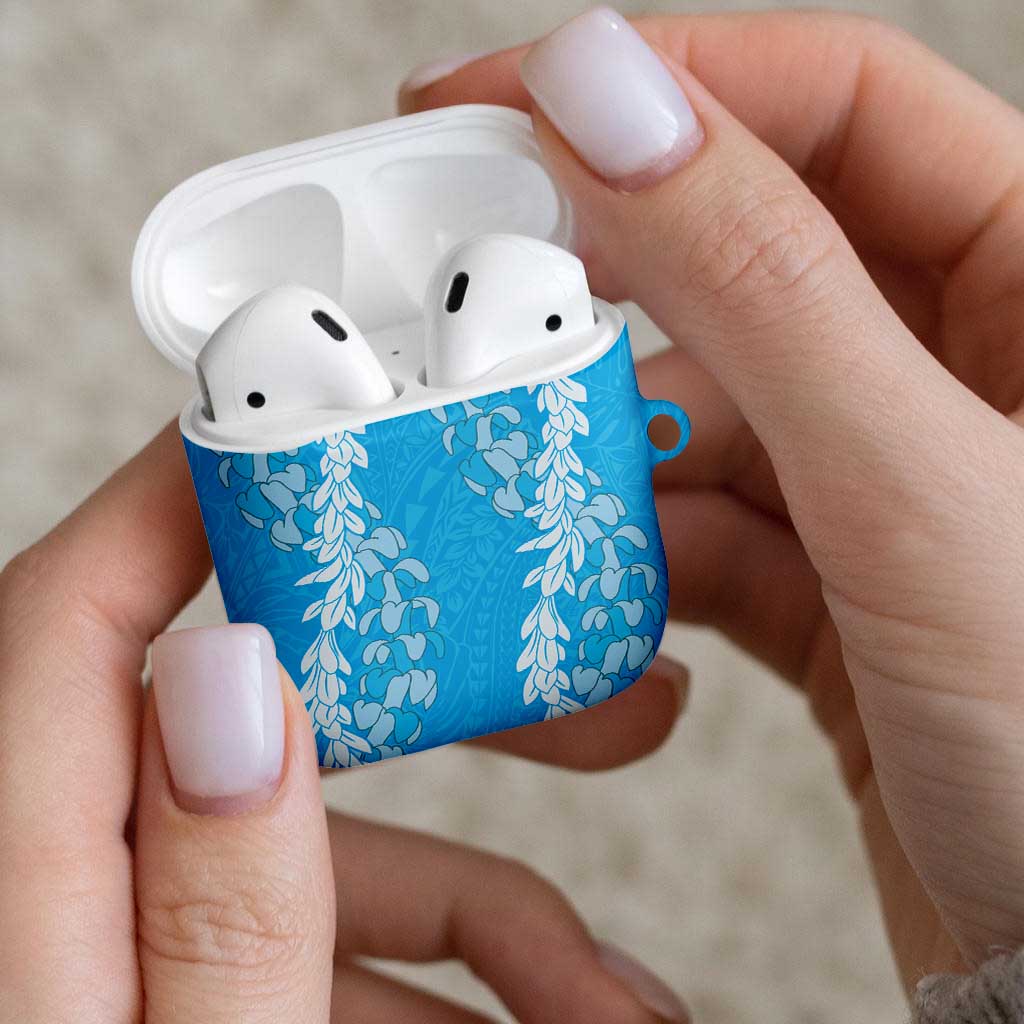 Puakenikeni and Maile Lei AirPods Case Blue Double Strand Lei - Polynesian Pride