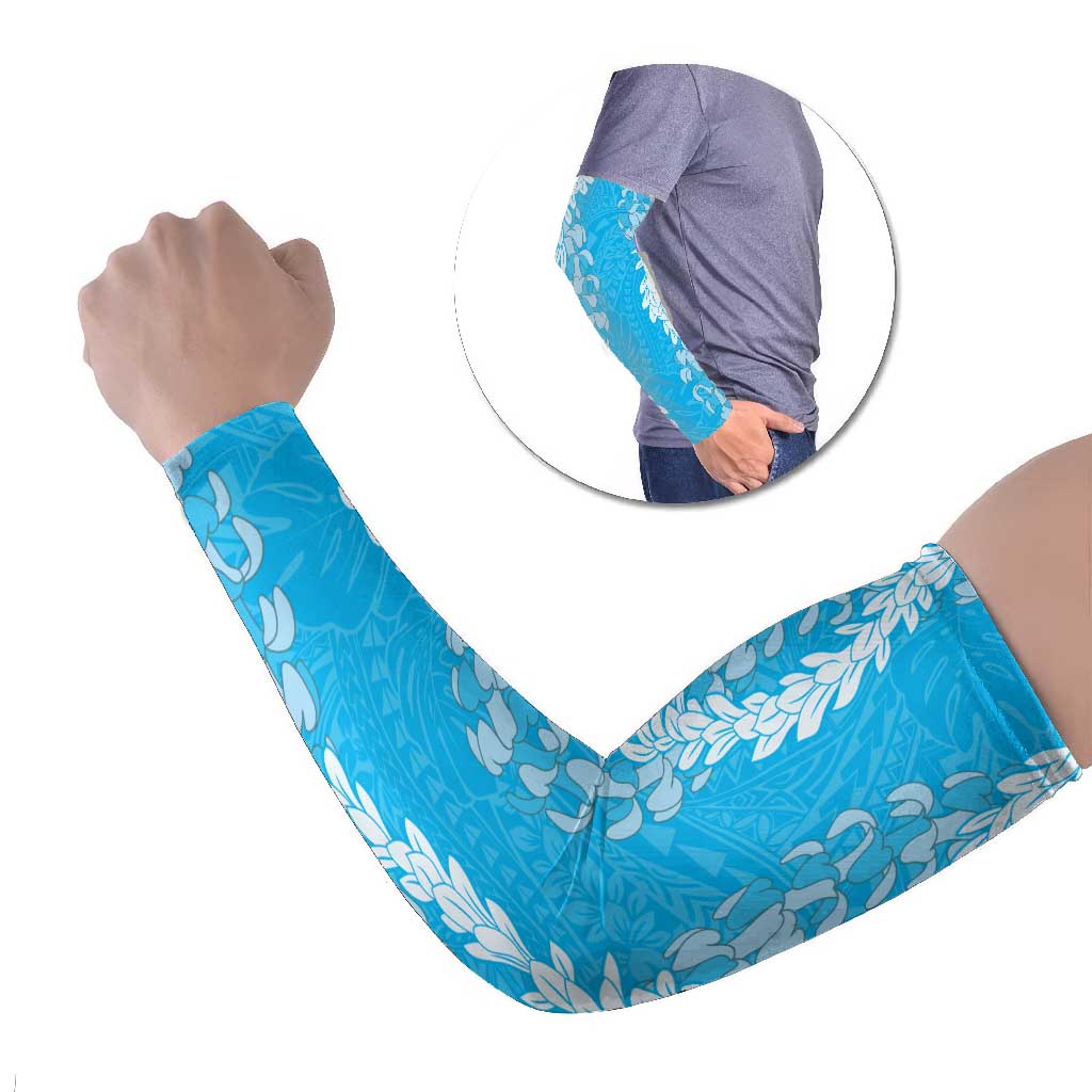 Puakenikeni and Maile Lei Arm Sleeves Blue Double Strand Lei LT9 Set of 2 Blue - Polynesian Pride